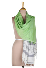 Load image into Gallery viewer, Hand Crafted Cotton Muslin and Silk Shawl - Spring Diamonds | NOVICA
