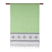 Load image into Gallery viewer, Hand Crafted Cotton Muslin and Silk Shawl - Spring Diamonds | NOVICA
