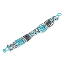 Load image into Gallery viewer, Floral Motif Beaded Bracelet - Flower Harmony in Sky | NOVICA
