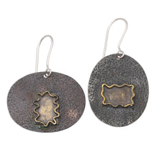 Load image into Gallery viewer, Hand Made Black Copper Dangle Earrings - Opaque Mirror | NOVICA
