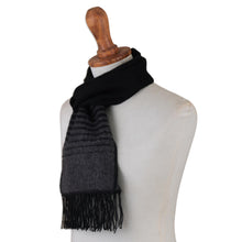 Load image into Gallery viewer, Striped Grey and Black Unisex Scarf - Sleek Stripes | NOVICA
