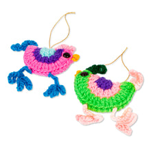 Load image into Gallery viewer, Handmade Crocheted Chicken Ornaments (Pair) - Cheeky Chickens | NOVICA
