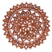Load image into Gallery viewer, Artisan Crafted Suar Wood Relief Panel - Flower Farm | NOVICA
