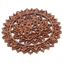 Load image into Gallery viewer, Artisan Crafted Suar Wood Relief Panel - Flower Farm | NOVICA
