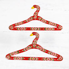 Load image into Gallery viewer, Hand-Painted Floral-Motif Wood Hangers (Pair) - Beauty of Kashmir in Red | NOVICA
