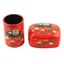 Load image into Gallery viewer, Papier Mache Elephant-Motif Pen Holder - Tale of the River | NOVICA

