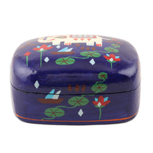 Load image into Gallery viewer, Hand Painted Papier Mache Elephant-Motif Box - Midnight Tale | NOVICA
