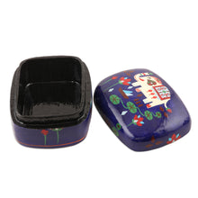 Load image into Gallery viewer, Hand Painted Papier Mache Elephant-Motif Box - Midnight Tale | NOVICA

