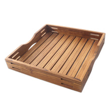 Load image into Gallery viewer, Artisan Crafted Teak Wood Tray from Bali - Refreshments | NOVICA
