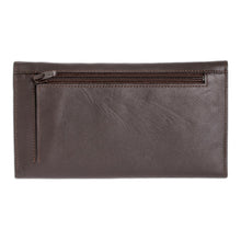 Load image into Gallery viewer, Kitty Cat Jute Trim Brown Leather Wallet - Brown Kitty Cats | NOVICA
