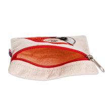 Load image into Gallery viewer, Costa Rican Hand Painted Red Macaw Cotton Coin Purse - Wise Scarlet Macaw | NOVICA
