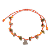 Load image into Gallery viewer, Beaded Unakite Charm Bracelet - Melon Heart | NOVICA
