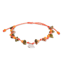 Load image into Gallery viewer, Beaded Unakite Charm Bracelet - Melon Heart | NOVICA
