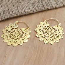 Load image into Gallery viewer, Gold-Plated Brass Mandala Hoop Earrings - Healing Mandala | NOVICA
