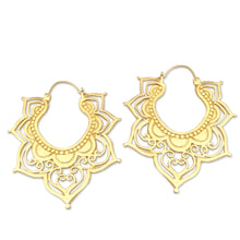 Load image into Gallery viewer, Hand Made Gold-Plated Brass Hoop Earrings - All in Bloom | NOVICA
