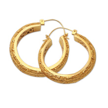 Load image into Gallery viewer, Artisan Crafted Gold-Plated Hoop Earrings from Bali - Admiring Beauty | NOVICA

