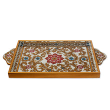 Load image into Gallery viewer, Hand Painted Serving Tray - Colonial Lotus | NOVICA
