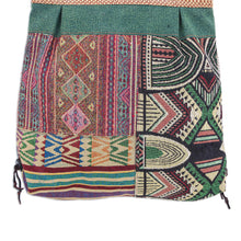 Load image into Gallery viewer, Thai Cotton Patchwork Sling Bag with Leather Strap - Intermission in Green | NOVICA
