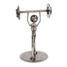 Load image into Gallery viewer, Weightlifter Recycled Metal Sculpture - Strength | NOVICA
