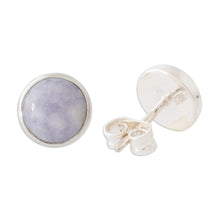 Load image into Gallery viewer, Round Lilac Jade Earrings - Memorable Moon in Lilac | NOVICA
