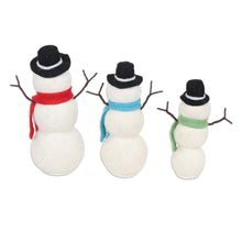 Load image into Gallery viewer, Handcrafted Felt Christmas Decor (Set of 3) - Snowman Fun | NOVICA

