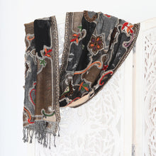 Load image into Gallery viewer, Hand-Embroidered Wool Shawl with Floral Motif - Fall Weather | NOVICA
