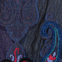 Load image into Gallery viewer, Hand-Embroidered Midnight Blue Wool Shawl - Paisley Dreams | NOVICA
