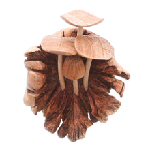 Load image into Gallery viewer, Hand Carved Balinese Mushroom Statuette - Young Mushrooms | NOVICA
