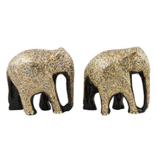 Load image into Gallery viewer, Papier Mache and Wood Elephant Statuettes (Pair) - Bond of Friendship in Grey | NOVICA
