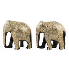 Load image into Gallery viewer, Papier Mache and Wood Elephant Statuettes (Pair) - Bond of Friendship in Grey | NOVICA
