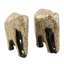 Load image into Gallery viewer, Papier Mache and Wood Elephant Statuettes (Pair) - Bond of Friendship in Grey | NOVICA
