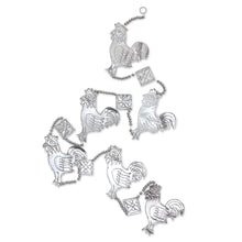 Load image into Gallery viewer, Aluminum Rooster-Themed Holiday Garland (Set of 4) - Farm Rooster | NOVICA
