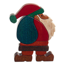 Load image into Gallery viewer, Christmas Motif Wood Sculpture - Santa&#39;s Big Day | NOVICA
