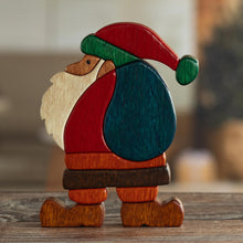 Load image into Gallery viewer, Christmas Motif Wood Sculpture - Santa&#39;s Big Day | NOVICA
