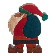 Load image into Gallery viewer, Christmas Motif Wood Sculpture - Santa&#39;s Big Day | NOVICA
