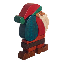 Load image into Gallery viewer, Christmas Motif Wood Sculpture - Santa&#39;s Big Day | NOVICA
