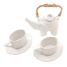 Load image into Gallery viewer, Ceramic Elephant-Themed Tea Set for Two (5 Pcs) - Elephant Tea | NOVICA
