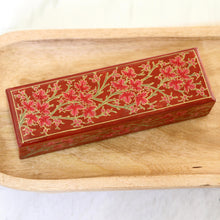 Load image into Gallery viewer, Decorative Papier Mache Box with Leaf Motif - Chinar Pride in Red | NOVICA
