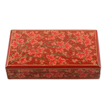 Load image into Gallery viewer, Hand-Painted Decorative Papier Mache Box from India - Festive Trees in Red | NOVICA
