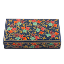 Load image into Gallery viewer, Hand-Painted Papier Mache Box with Tree Motif - Festive Trees in Blue | NOVICA

