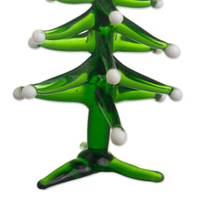 Load image into Gallery viewer, Handcrafted Glass Christmas Tree Statuette - Star on Top | NOVICA
