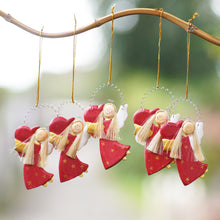 Load image into Gallery viewer, Hand Made Albesia Wood Holiday Ornaments (Set of 5) - Love Delivery in Red | NOVICA
