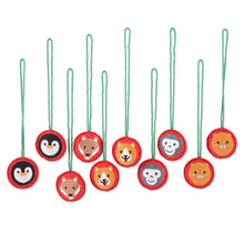 Load image into Gallery viewer, Red Wool Holiday Ornaments from India (Set of 10) - Party Animals in Red | NOVICA
