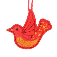Load image into Gallery viewer, Embroidered Wool Bird-Motif Holiday Ornaments (Set of 6) - Peace Messenger | NOVICA
