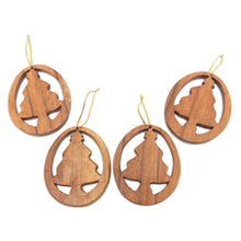 Load image into Gallery viewer, Tree Motif Christmas Ornaments (Set of 4) - Christmas Tree Silhouette | NOVICA
