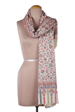 Load image into Gallery viewer, Indian Floral Motif Handwoven Wool Rectangular Kani Shawl - Kashmir Ivory | NOVICA
