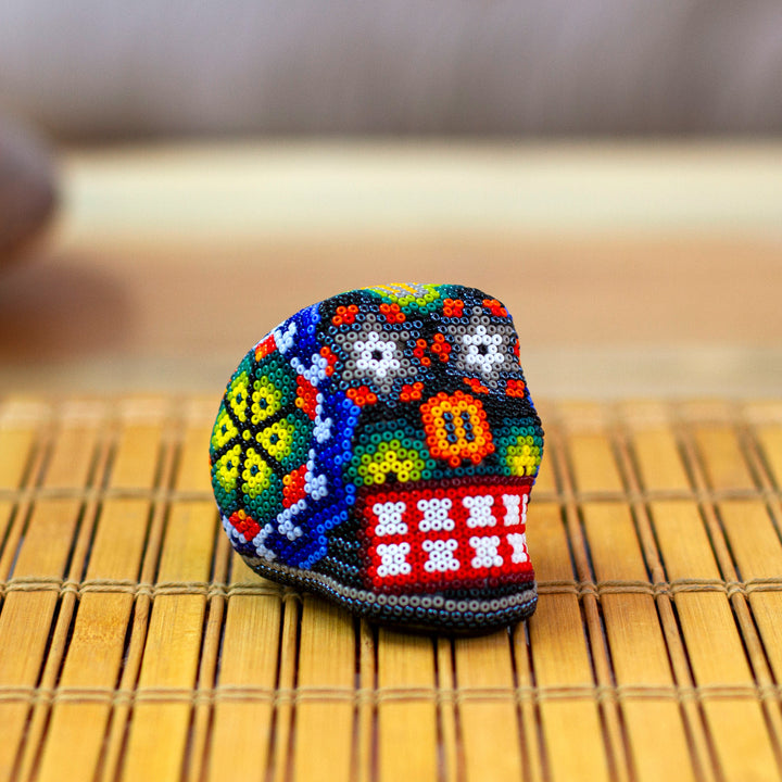 Handmade Huichol Skull Figurine - Peyote Memories | NOVICA