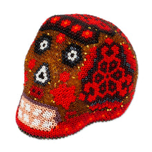 Load image into Gallery viewer, Small Red Huichol Skull - Red Scorpion | NOVICA
