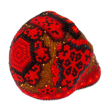 Load image into Gallery viewer, Small Red Huichol Skull - Red Scorpion | NOVICA
