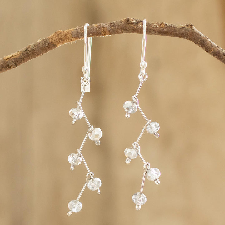 Crystal Bead Dangle Earrings With Sterling Silver Hooks - Crystal Sparkle | NOVICA